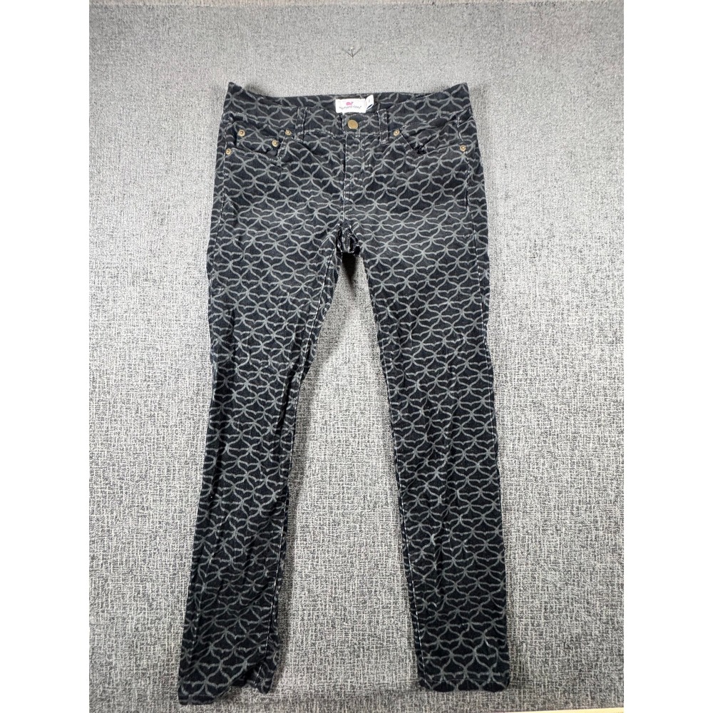 Vineyard Vines Womens Black Whale Tail‎ Print Corduroy Pants Size 2